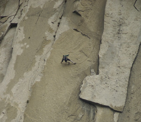 Clint starting the tension traverse version of the King Swing, 2009-9