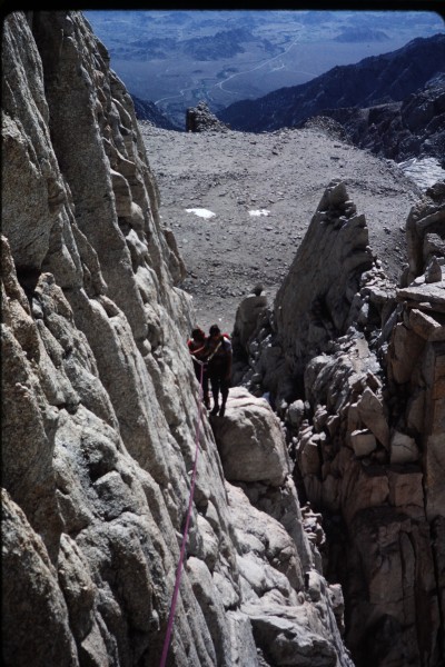 John and Sharon at the start of the upward-sloping ledge.