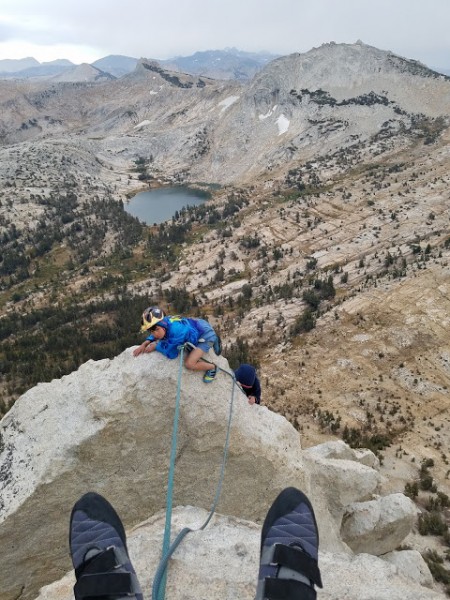 Kai on the summit block... just one last &#40;scary&#41; move...