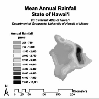 mean annual rainfall across the big island of hawai'i