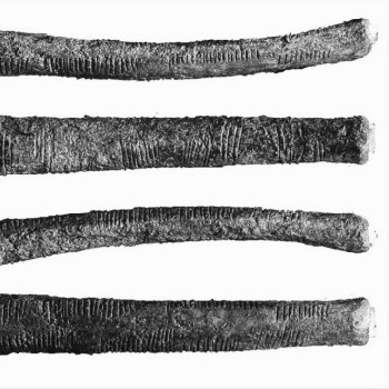 photos of the four sides of the ishango bone and its corresponding tal...