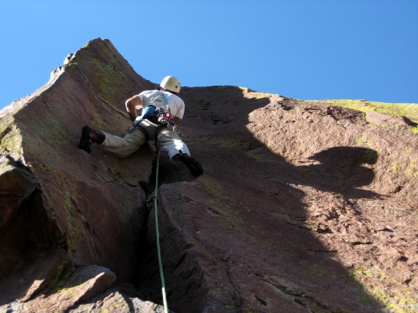 GO about 15' below the start of the crux section of pitch one