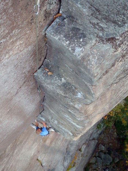 Jimmy following the crux pitch.  The crux seems easier these days - a ...