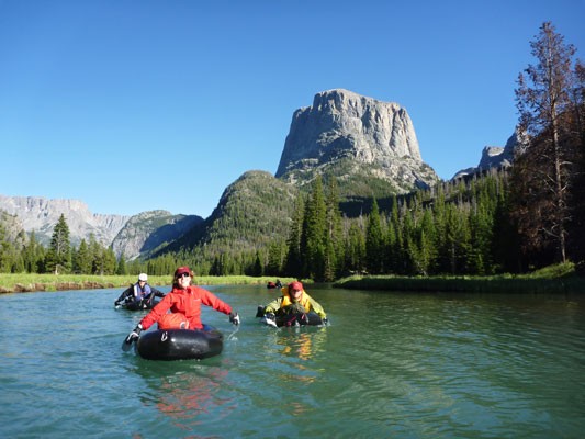 packrafting out on the Green River with Squaretop in the background