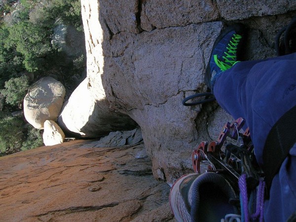 That boulder is probably 250 feet down, and the size of a freekin' hou...