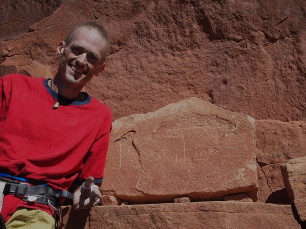 Paul Humphrey, very ill and happy after Supercrack, Indian Creek, UT.