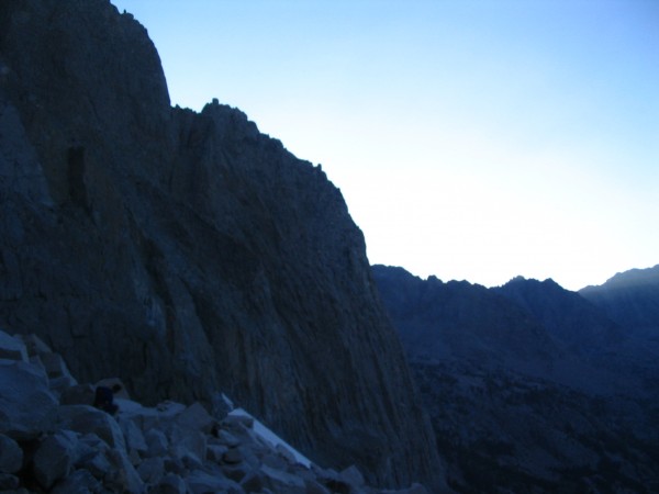 The Dark Star buttress in the setting sun. We made it back down off th...