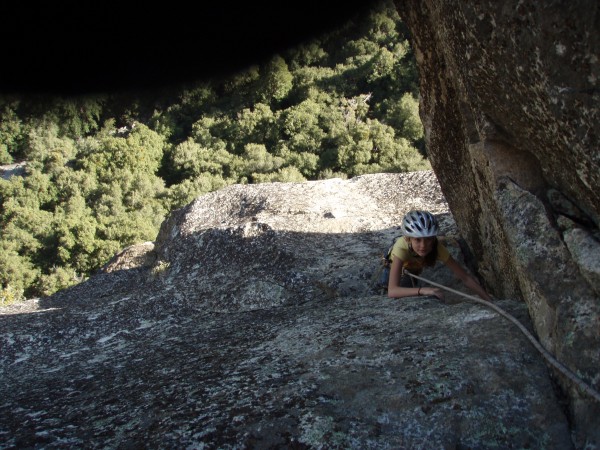 after the 5.10a mantle comes the cool 5.9 finger crack, pitch 6