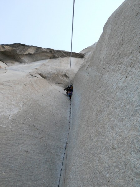 William on the scariest pitch of the route