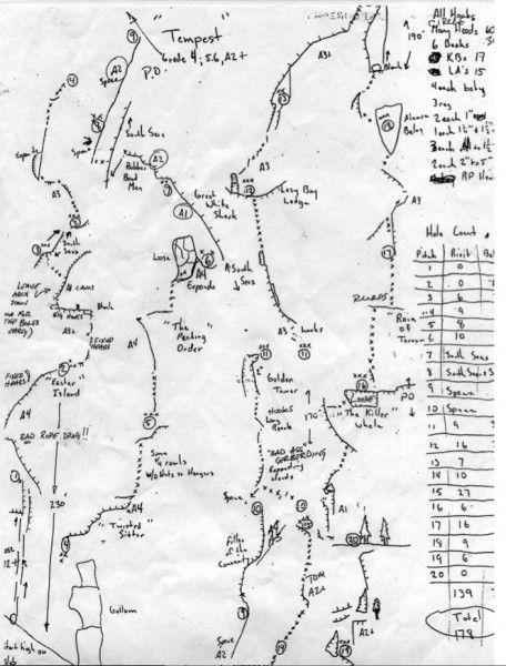 Topo of Tempest that I think was made by the first ascent team??