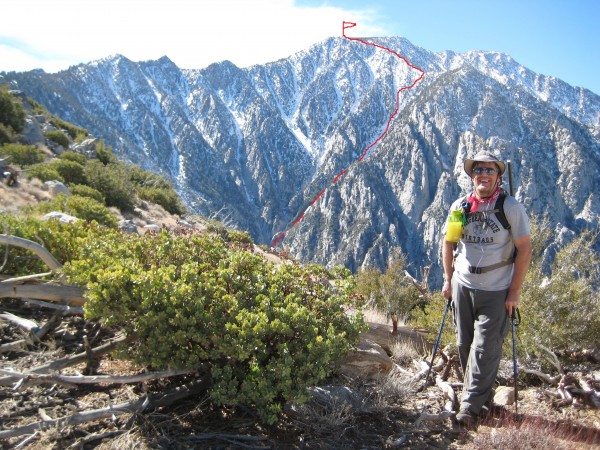 Our route on Miller's northeast face.