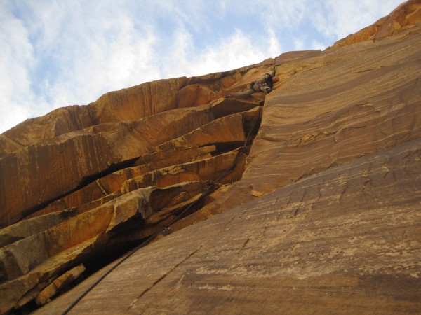 The best pitch of the trip for me.   180ft 5.10d with technical moves,...