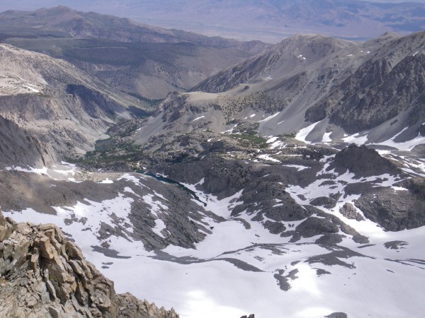 Looking down canyon at Finger Lake from summit of Middle Palisade