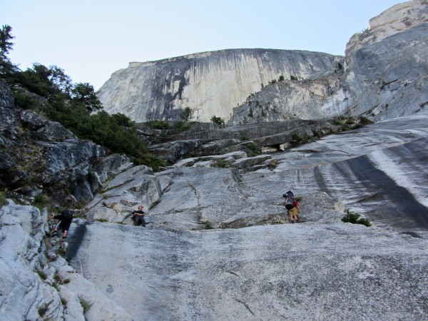 Looking up at the RNWF of Half Dome, from the Death Slabs <br/>
