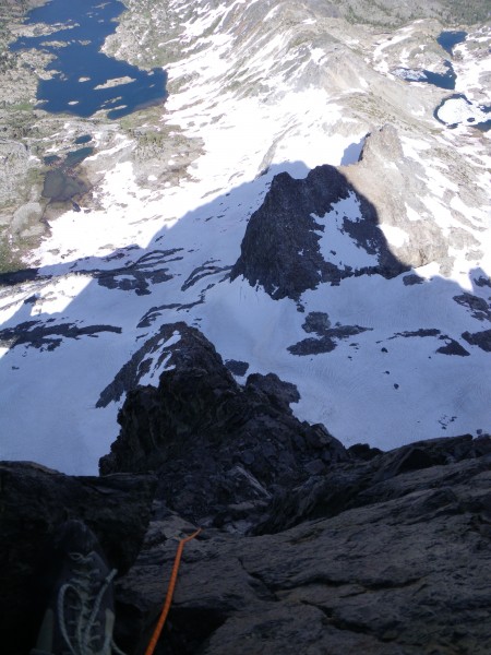 Looking down pitch 8; Garnet Lake in upper left, Nydiver Lakes in uppe...