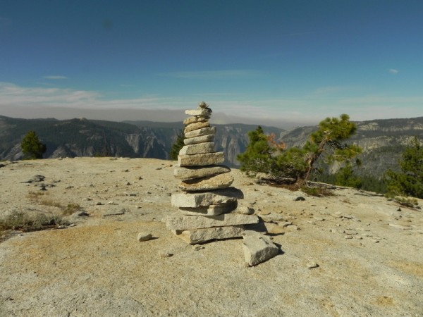 Large Cairn on the trail down to north dome