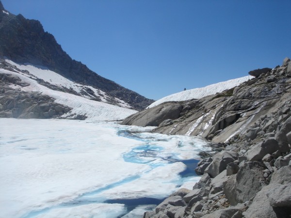 Precipice Lake with a nearly complete ice cap on August 11, 2011.