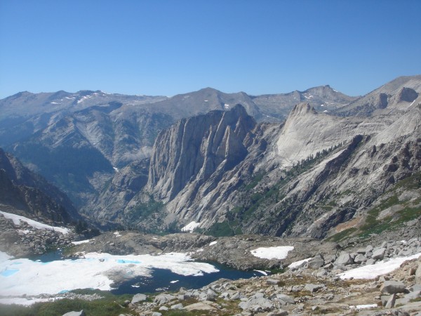 Descending into Valhalla from Kaweah Gap. Angel Wings in center.