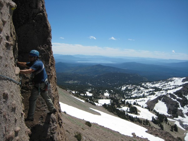 Paul starting the 5.6 right-most of the three cracks.