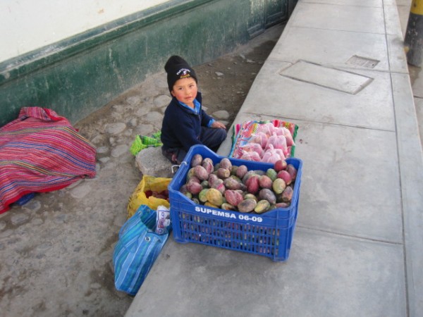 Fresh mango anyone? This street vendor would likely be in first grade ...