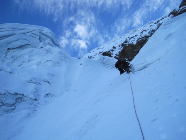 Climbing glacier ice on Churup.