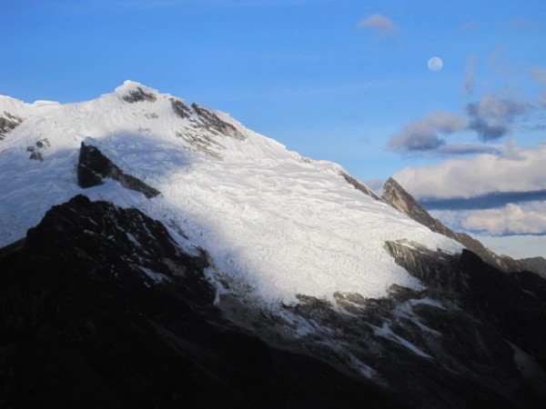 Fullish moon over the Blanca.