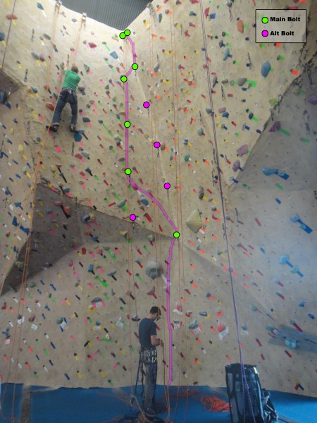 Aid practice in the gym. Lines on the pink bolts were harder, & green ...