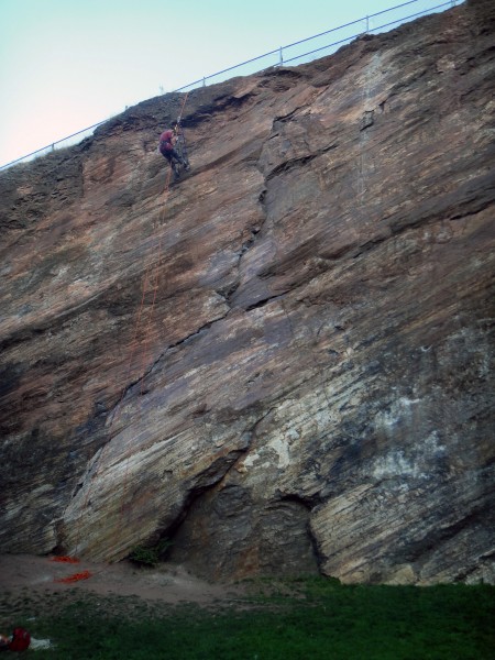 Vitaliy practicing jugging at Beaver Street Wall while we waited for t...