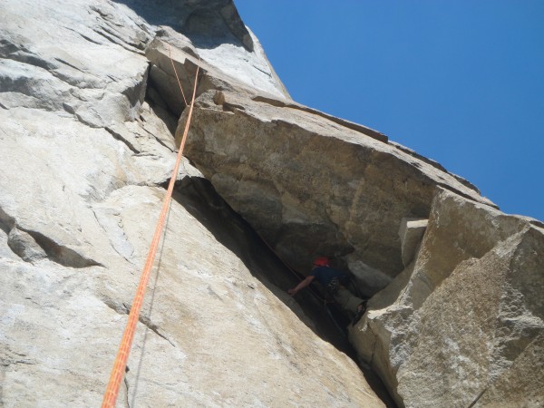 Contemplating what I'm getting myself into on the overhanging 5.10a OW...