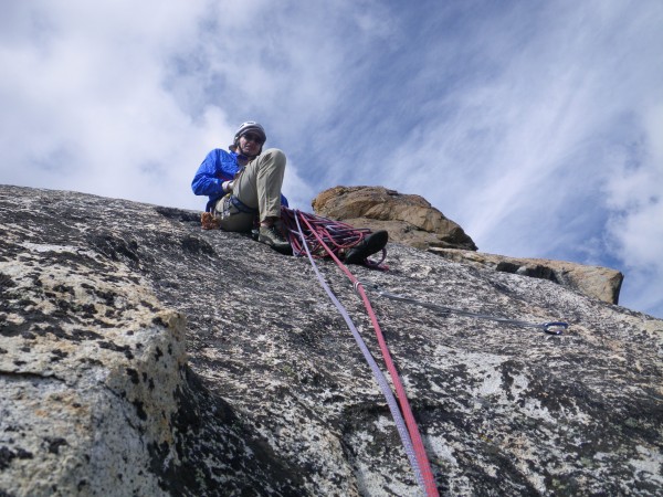 Me at second belay, just above the roof