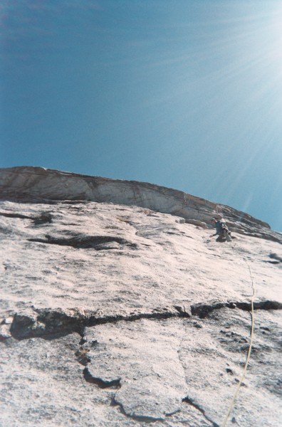 Jay cruising up pitch 5 towards big roof.....