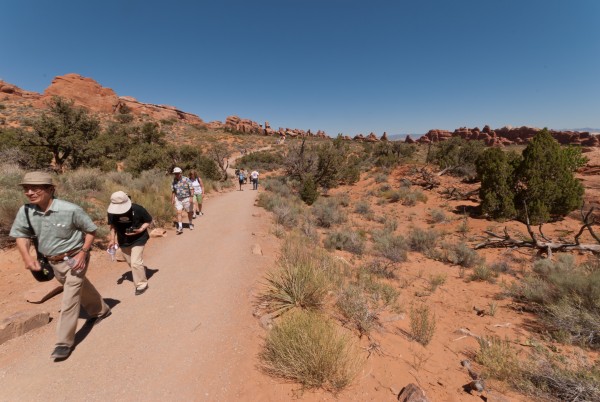 hiking into Arches