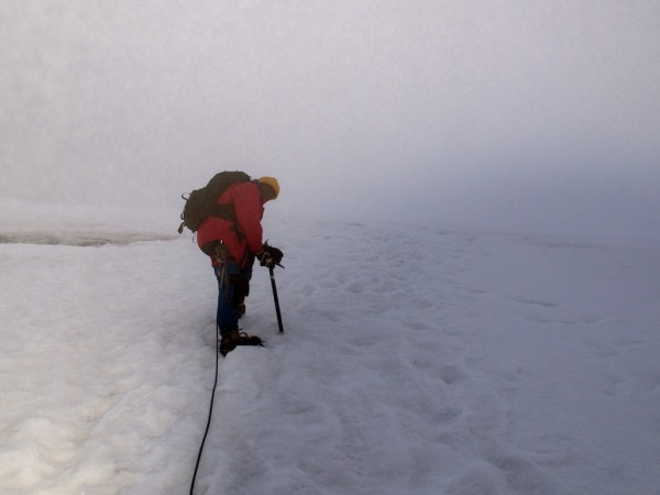 Heading up the Margherita Glacier.